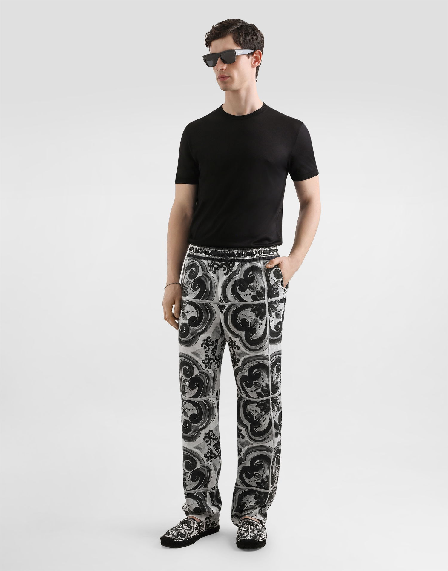 Housut Dolce & Gabbana Dolce & Gabbana Majolica-Print Linen Trousers Monivärinen | GV4LHTFP4M8IU3TN, 1