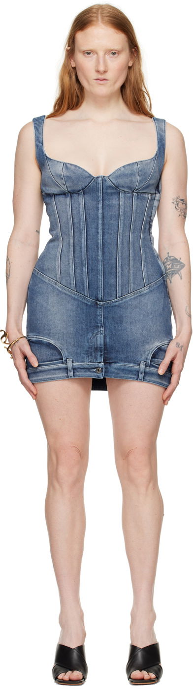 Mekko Off-White Blue Upside Down Denim Minidress Sininen | OWYM030S24DEN0014000