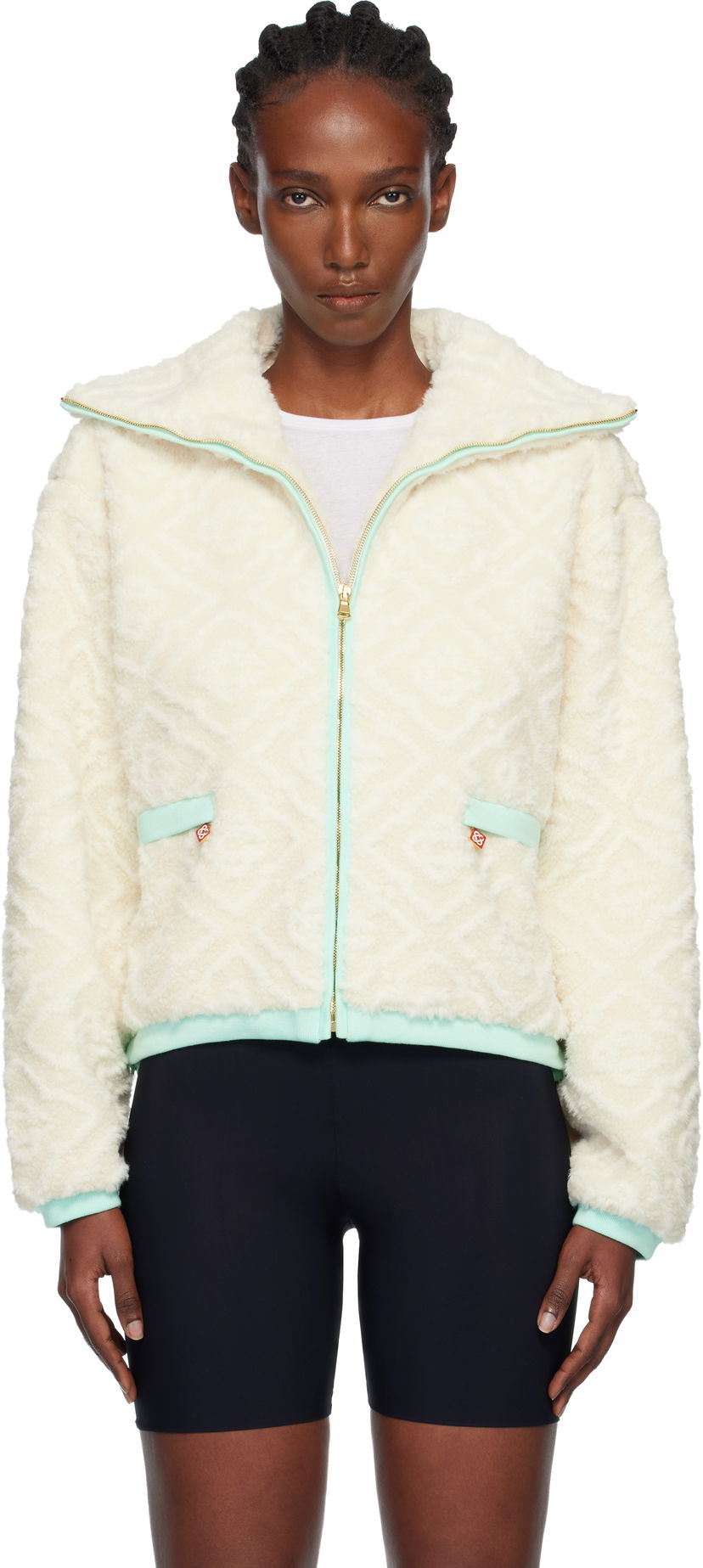 Takki Casablanca Monogram Jacquard Fleece Jacket Valkoinen | WPF25-JK-390-01