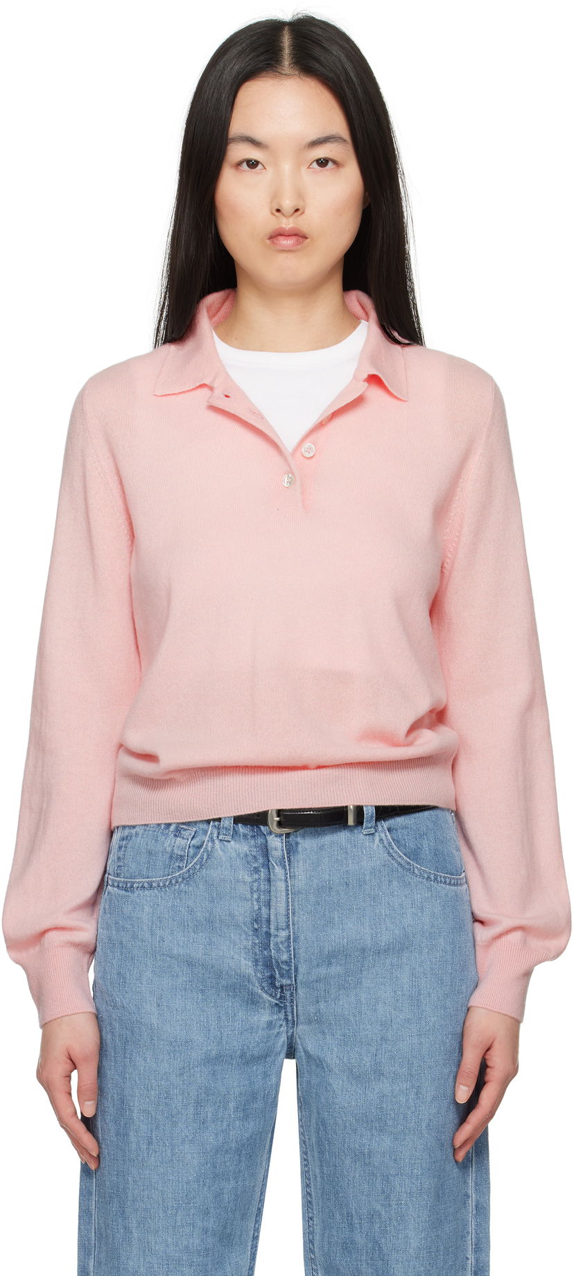 Villapaita &Daughter &Daughter Aoife Cashmere Polo Sweater Vaaleanpunainen | CH04634