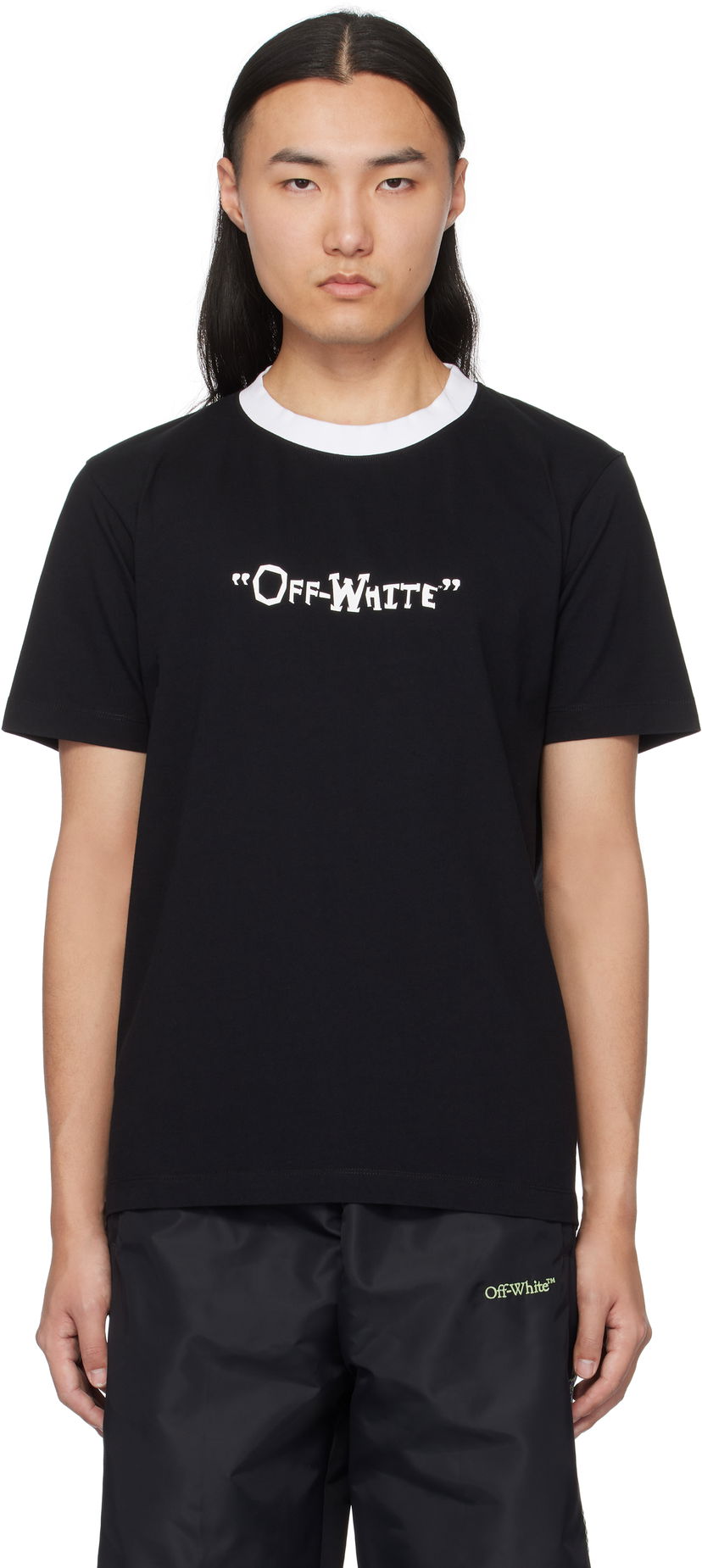 T-paita Off-White Slim Quote T-Shirt Musta | OMAA027S25JER0091001