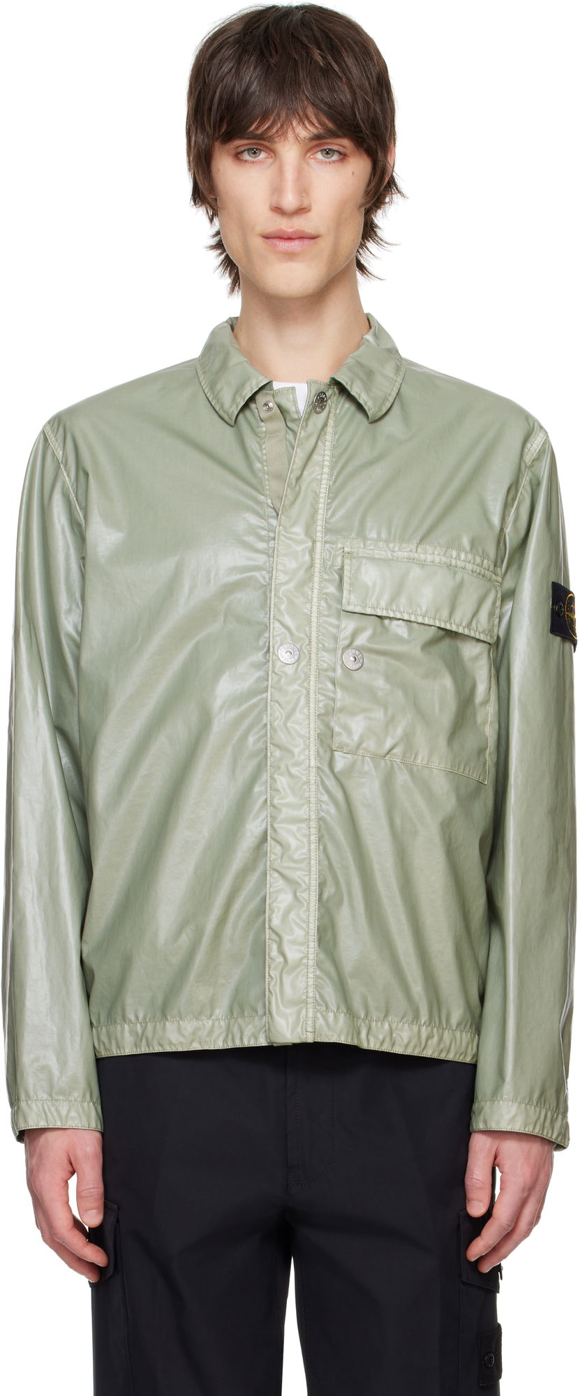 Paita Stone Island Stone Island Mussola Gommata-TC Overshirt Vihreä | K1S15 1200001 S0022