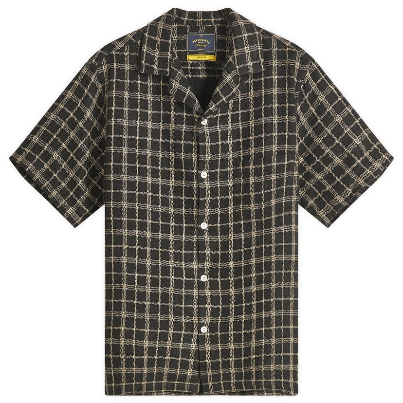 Paita Portuguese Flannel Dorne Wavey Check Vacation Shirt Musta | SS25-033-BLK