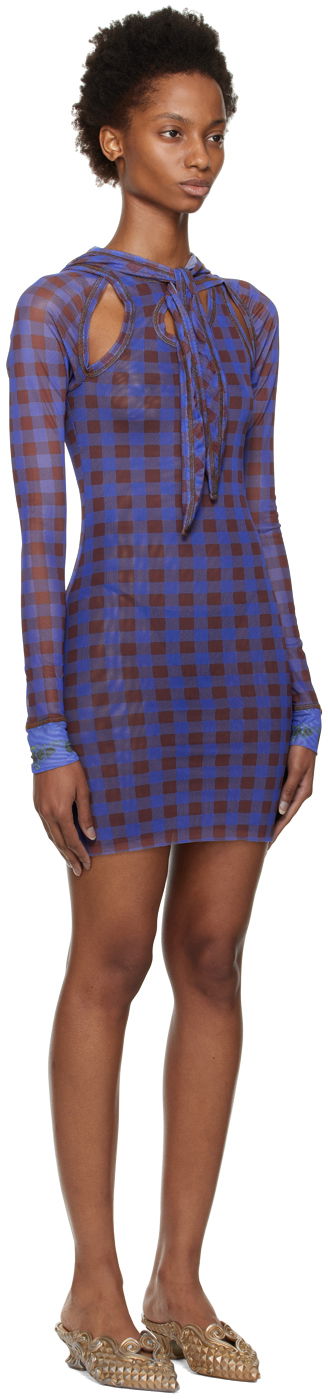 Mekko Ottolinger Ottolinger Checked Hooded Minidress Sininen | 101207, 1