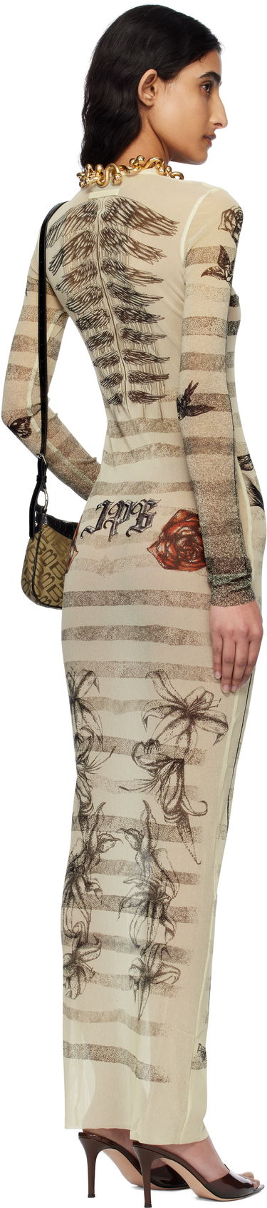 Mekko Jean Paul Gaultier Jean Paul Gaultier Tattoo Marinière Maxi Dress Beige | 25/34-F-RO396-T585-030030, 2