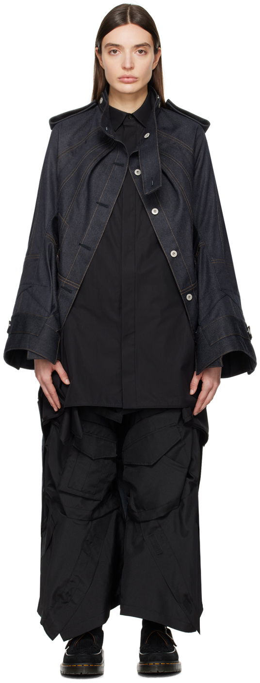 Bomber-takki Junya Watanabe Paneled Denim Jacket Musta | WM-J009-051