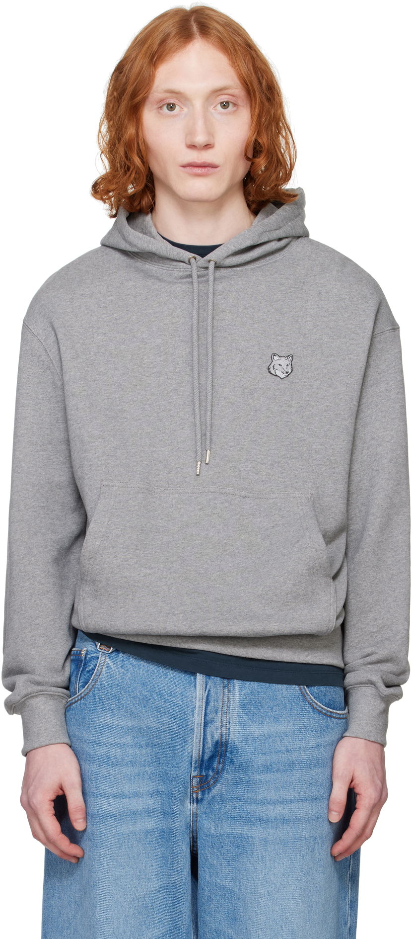 Huppari MAISON KITSUNÉ Maison Kitsuné Comfort Hoodie with Fox Head Patch Harmaa | MM00713KM0321