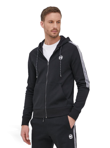 Huppari Michael Kors Logo Tape Cotton Blend Zip-Up Hoodie Musta | CS250QD5MF