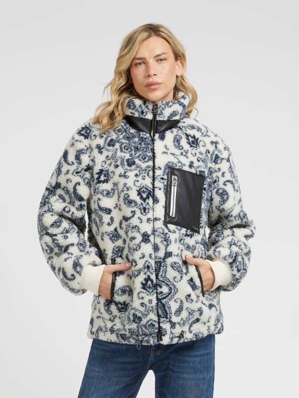 Parka GUESS Bandana Print Sherpa Valkoinen | M3BL16WFSH2, 0