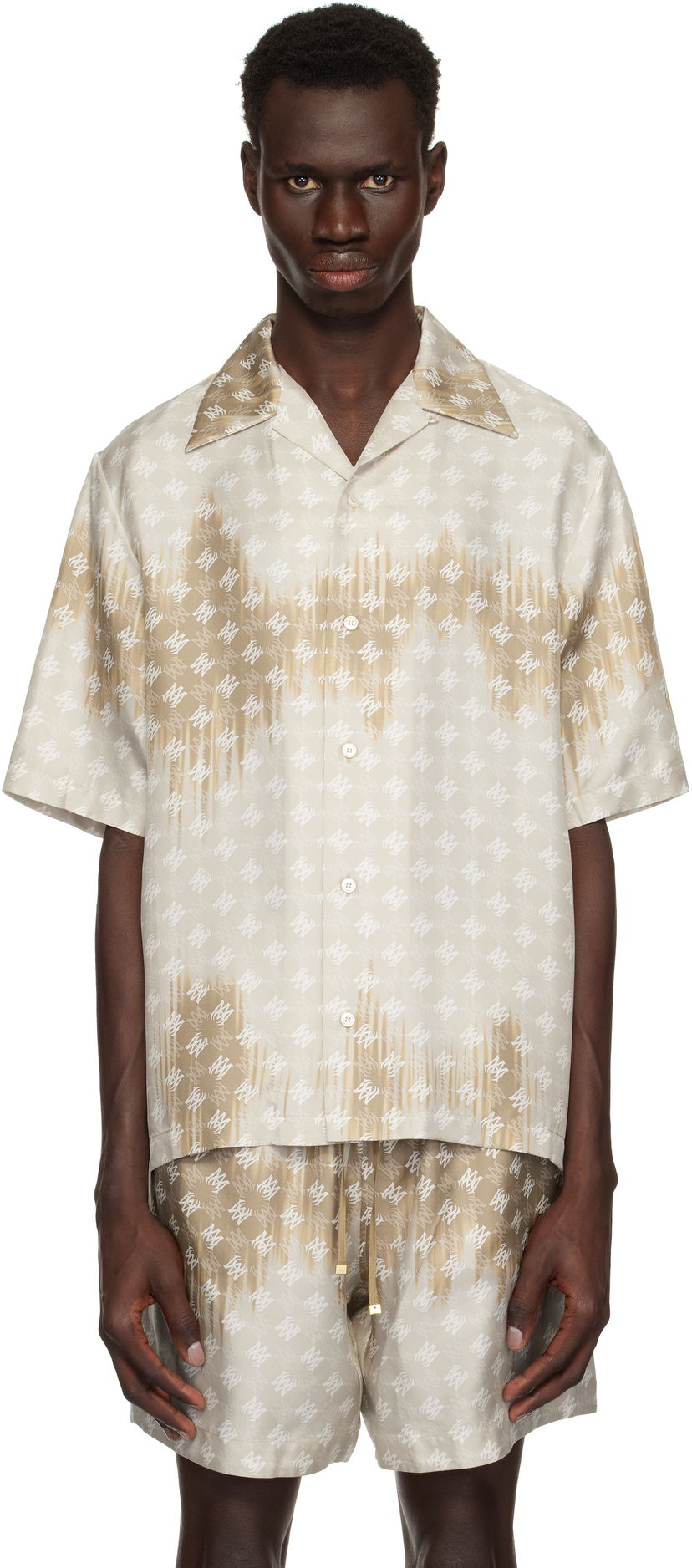 Paita AMIRI Amiri MA Quad Bleached Camp Shirt Beige | AMSTCA1110