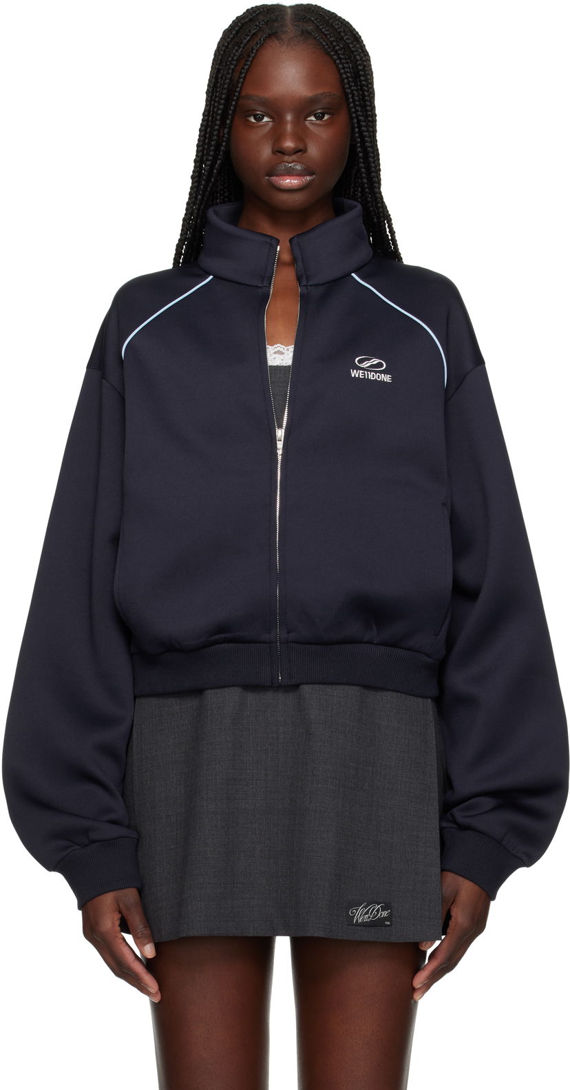 Bomber-takki We11done We11done Sporty Selldone Track Jacket Tummansininen | WD-TJ1-25-832-W-NV