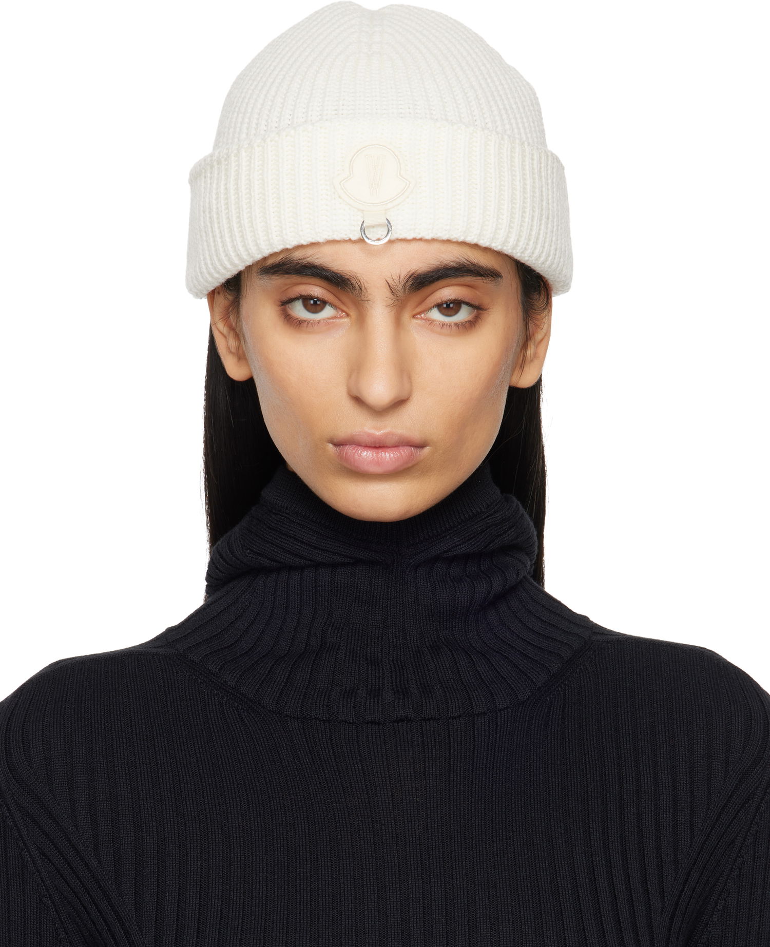 Pipo Moncler Willow Smith x Wool Beanie With Logo Patch Valkoinen | J209T 3B00004 - M1131, 0