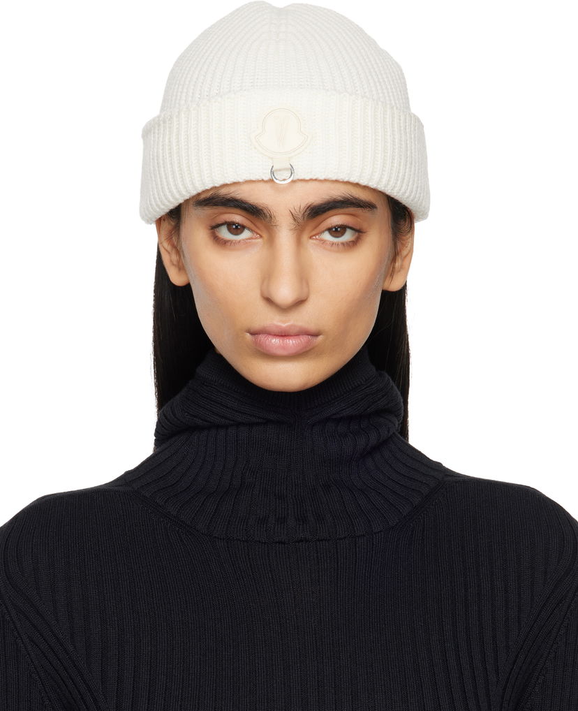 Pipo Moncler Willow Smith x Wool Beanie With Logo Patch Valkoinen | J209T 3B00004 - M1131