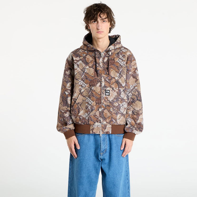 Takki OBEY OBEY Glen Zip Up Hooded Jacket Ruskea | 121800593-FNC