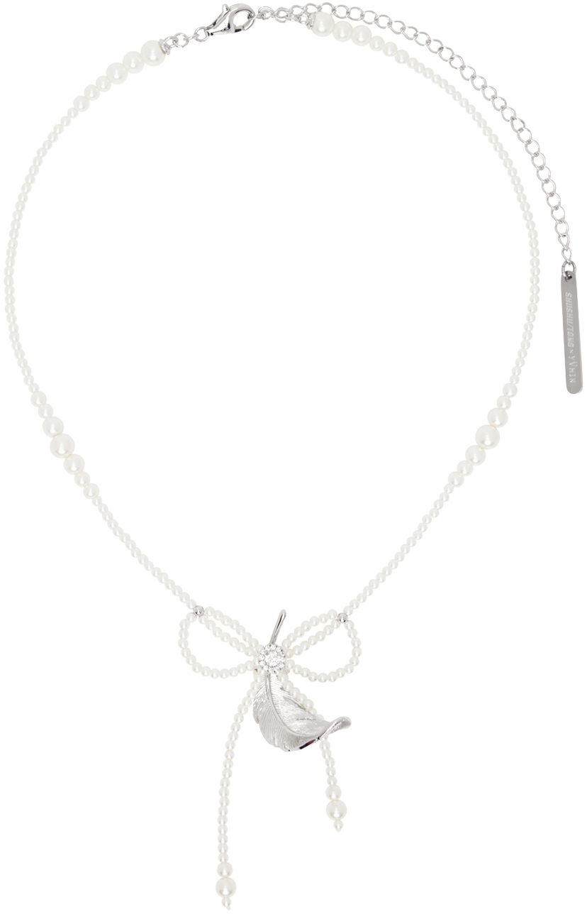 Kaulakoru SHUSHU/TONG YVMIN Edition Pearl Tassel Feather Necklace Valkoinen | 24829SLV00NN