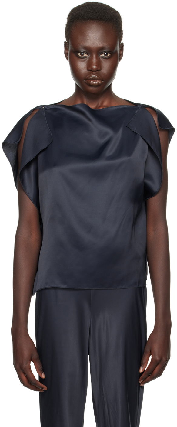 Tankkitoppi Baserange Baserange Clavo Satin Blouse Tummansininen | TOCLA-VI-WI24