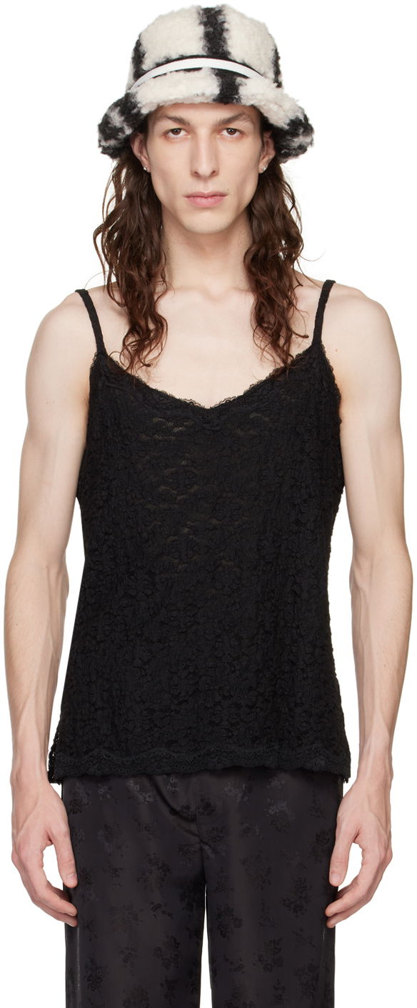 Tankkitoppi Anna Sui Floral Lace Tank Top Musta | M1023J21