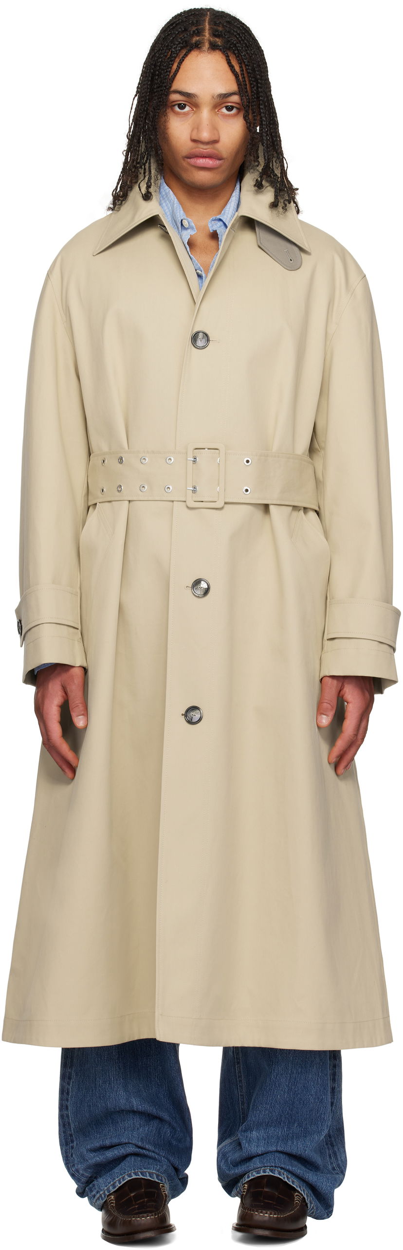 Trenssitakki AMI AMI Paris Cotton Belted Mac Coat Beige | HJK520.CO0081