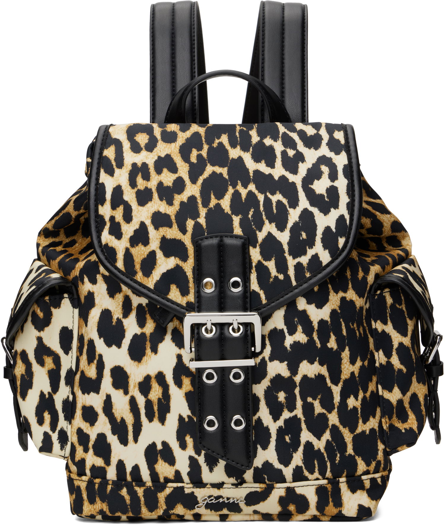 Reppu GANNI Ganni Leopard Print Small Nylon Bucky Backpack Beige | A6617, 0