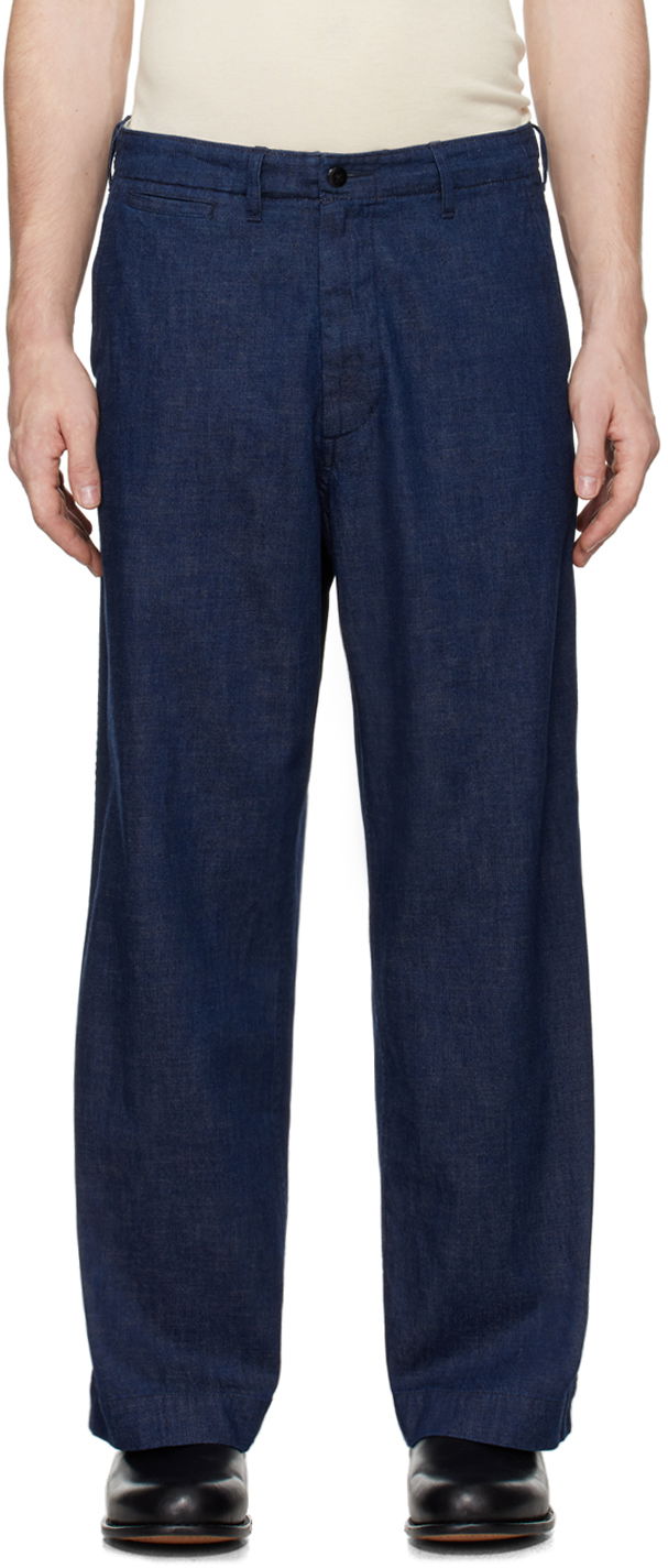 Housut BEAMS Beams Plus Military Denim Trousers Sininen | 3823-0160-791