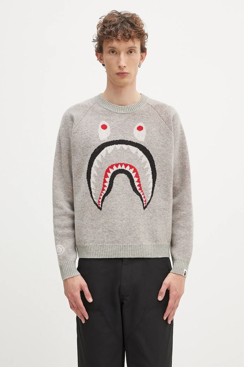 Villapaita BAPE A Bathing Ape Shark Knit Sweater Harmaa | 1K80220004