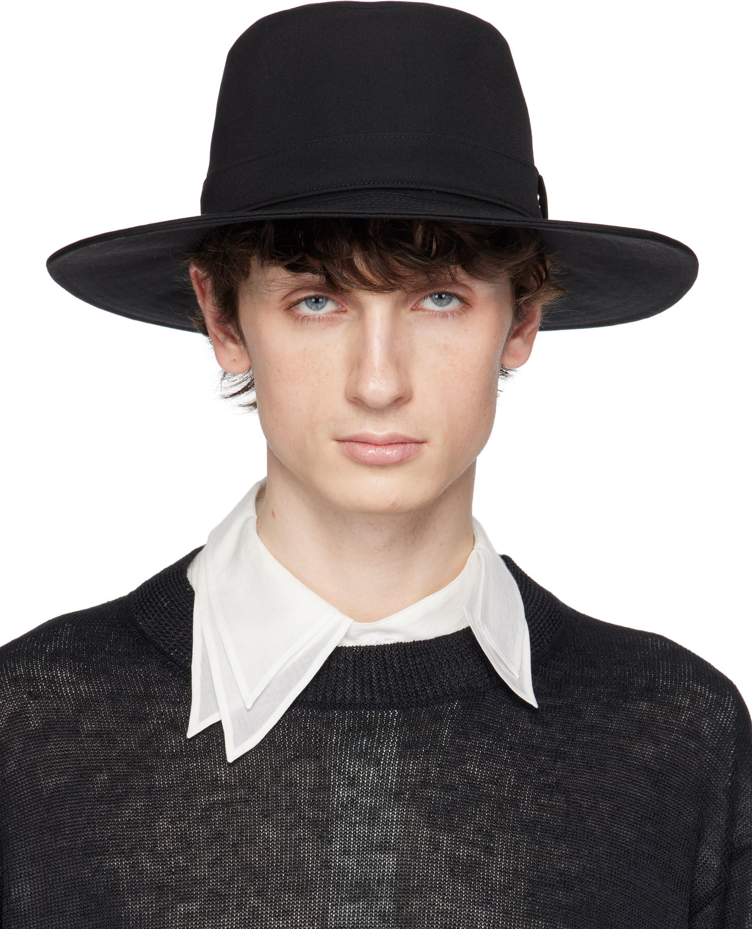 Hattu Yohji Yamamoto Yohji Yamamoto Wool Gabardine Wide Brim Hat Musta | HP-H08-100, 0