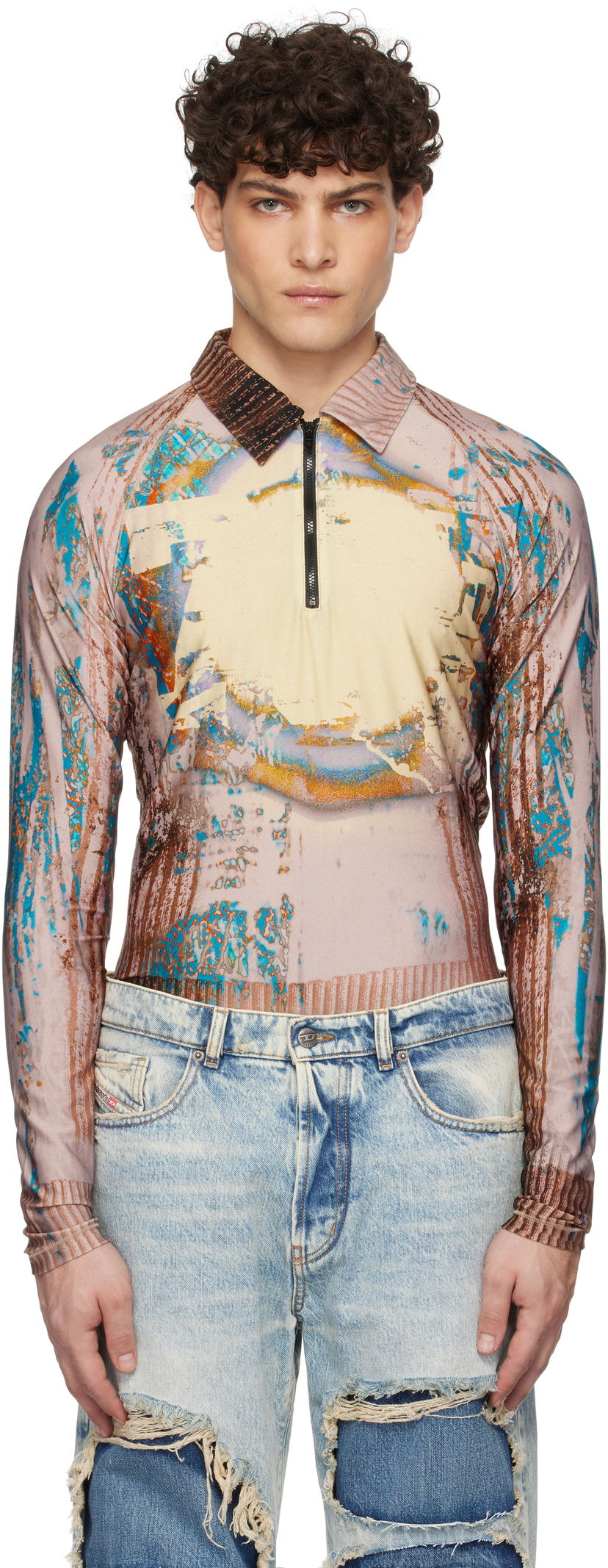 Poolopaita Diesel Printed Long Sleeve Polo Monivärinen | A15895-0HPAB-7EWA