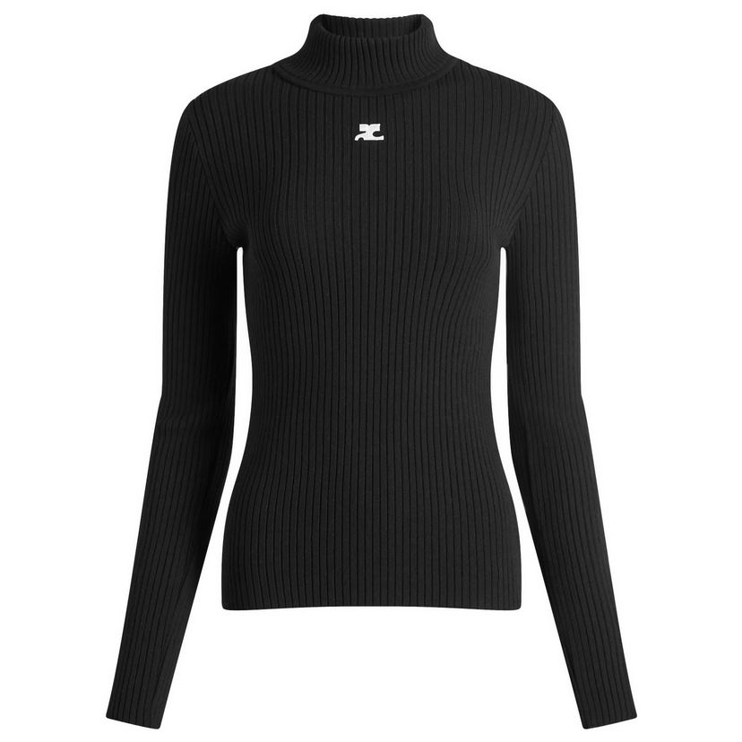 Villapaita Courrèges Black Knit Turtleneck Jumper Musta | PERMPU022FI0001-9999