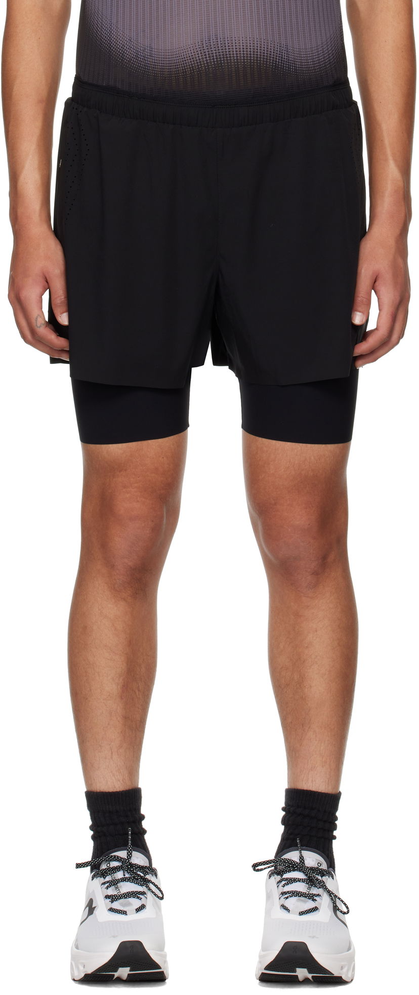Shortsit Soar Running Dual Run Shorts Musta | SS6M-BLK