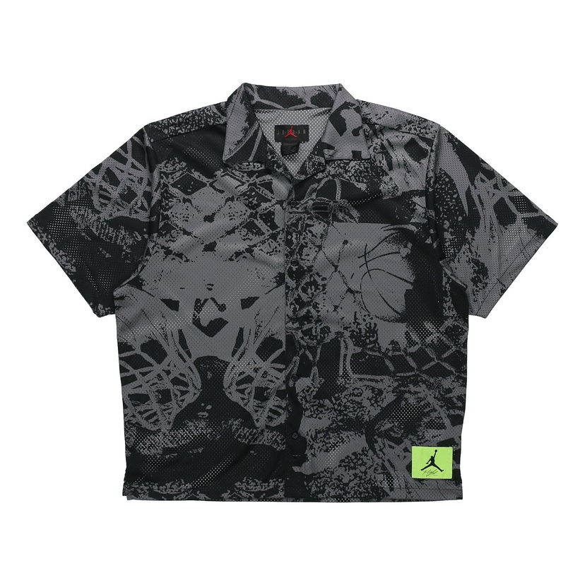 Paita Jordan Jordan Flight Knitted Printed Wide Loose Basketball Short Sleeve Shirt Musta | CZ4736-010
