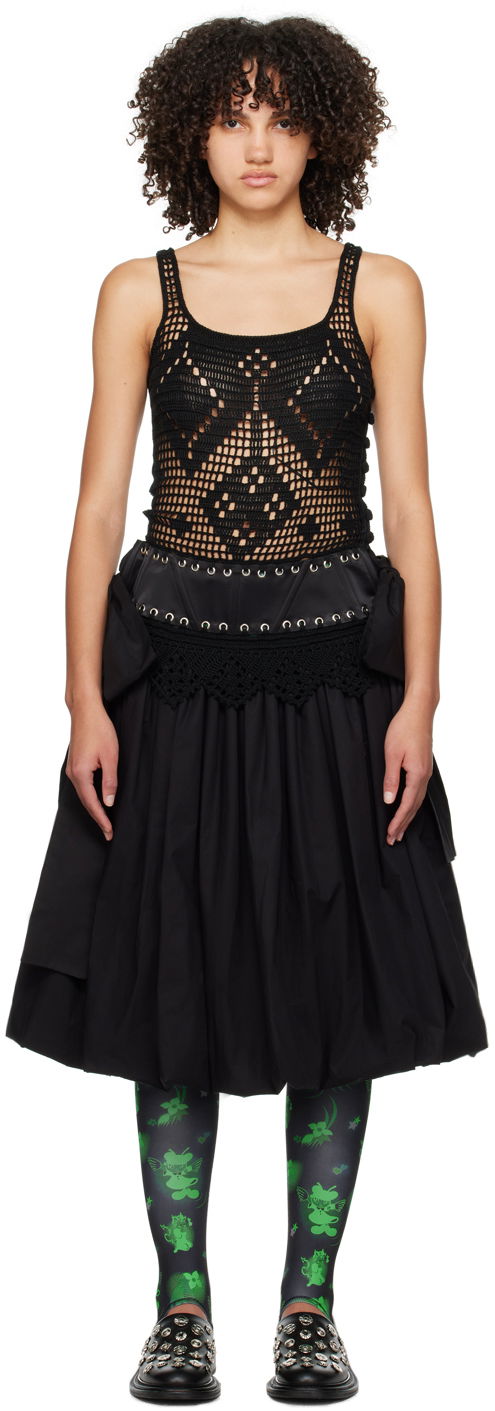 Mekko Chopova Lowena Gentry Crochet Detail Bubble Midi Dress Musta | 1317