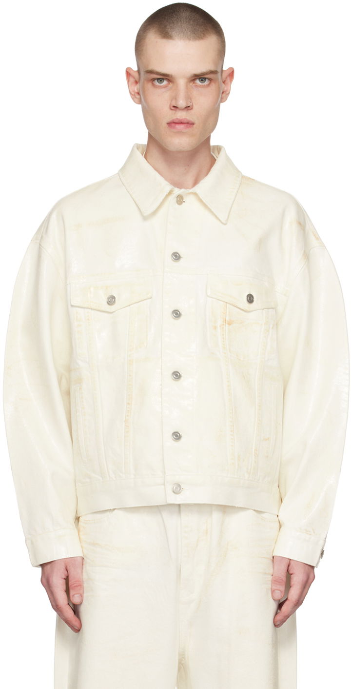 Takki We11done We11done Foil Coated Trucker Jacket Valkoinen | WD-DJ1-23-318-U-WH, 0