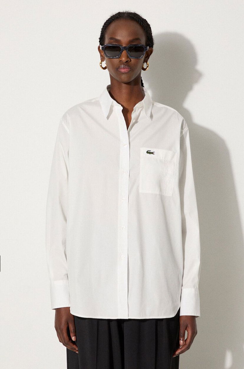Paita Lacoste Relaxed Fit Shirt Valkoinen | CF7706