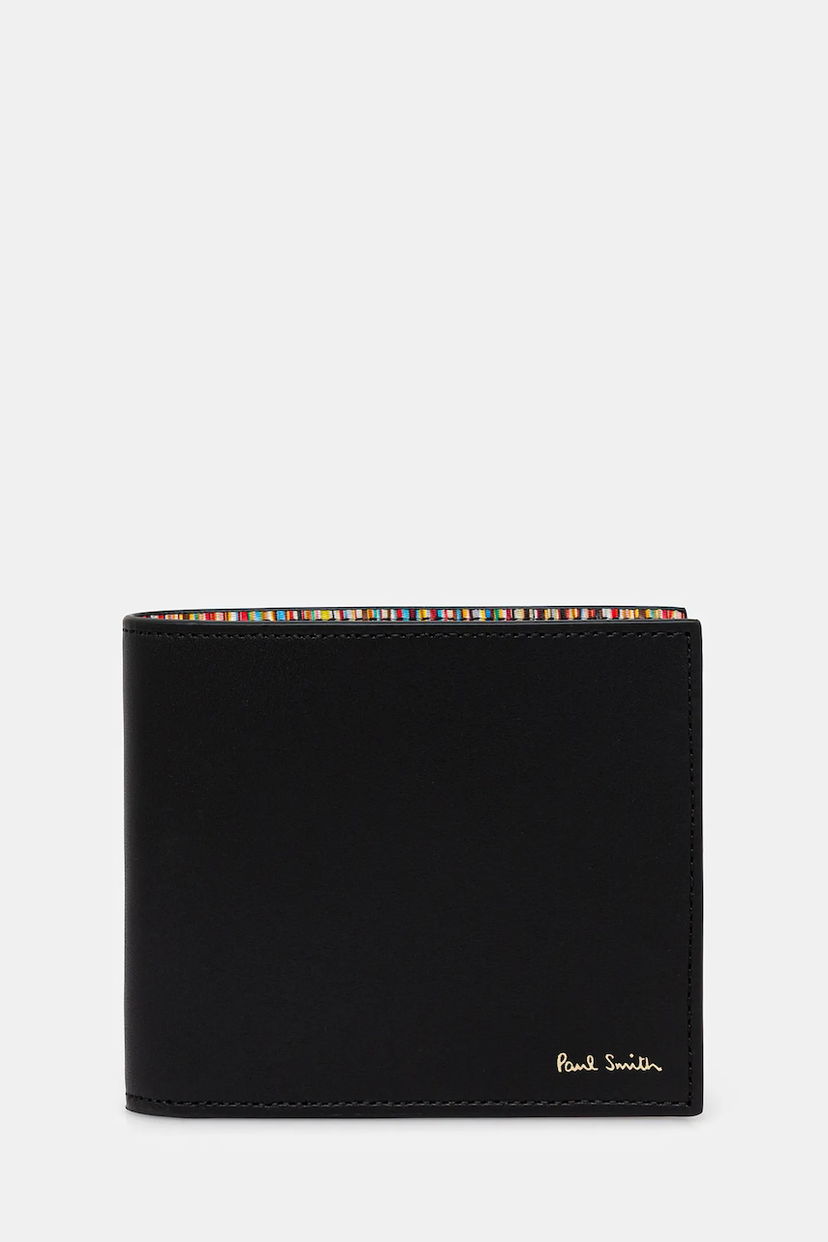 Lompakko Paul Smith Paul Smith Leather Wallet with Multi-Stripe Trim Musta | M1A.4832.CMULTI