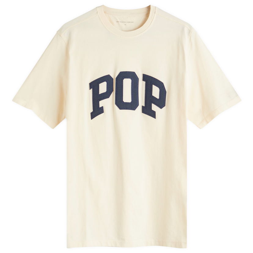 T-paita Pop Trading Company Arch Logo T-Shirt, Size Large Beige | POPSS25-02-010