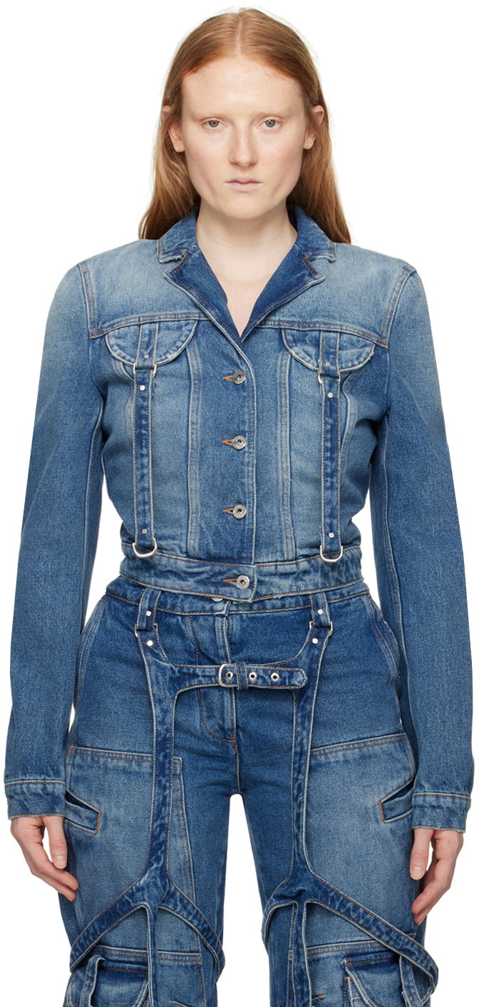 Takki Off-White Blue Cargo Denim Jacket Sininen | OWYE052C99DEN0014500