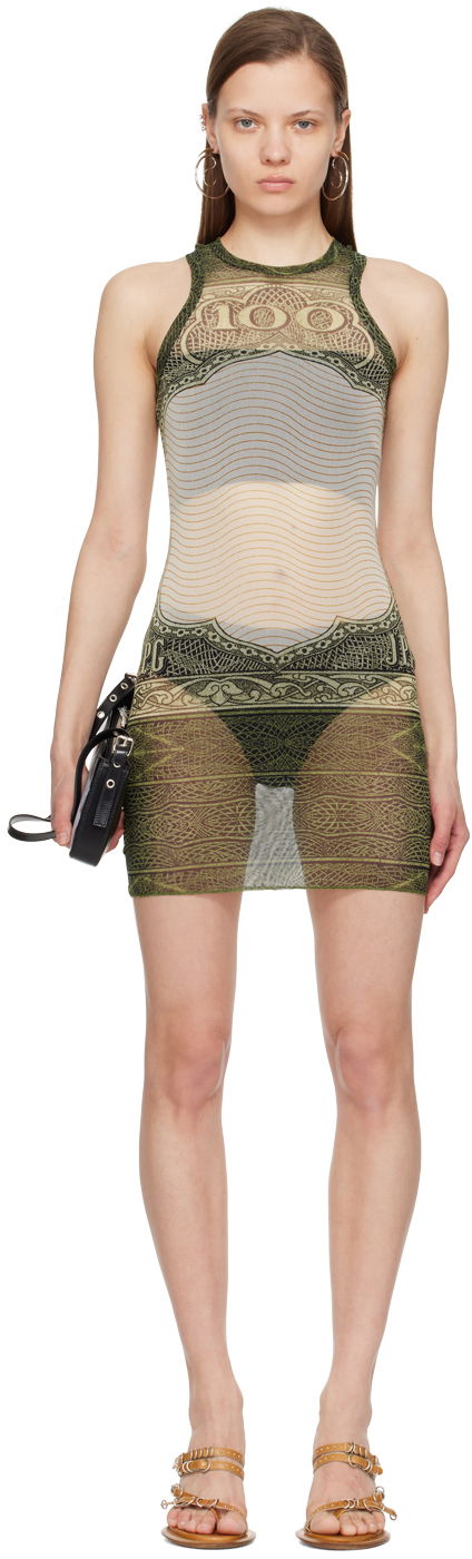Mekko Jean Paul Gaultier Jean Paul Gaultier 'The Cartouche' Sheer Minidress Vihreä | 24/25-F-RO157-T515-400300156