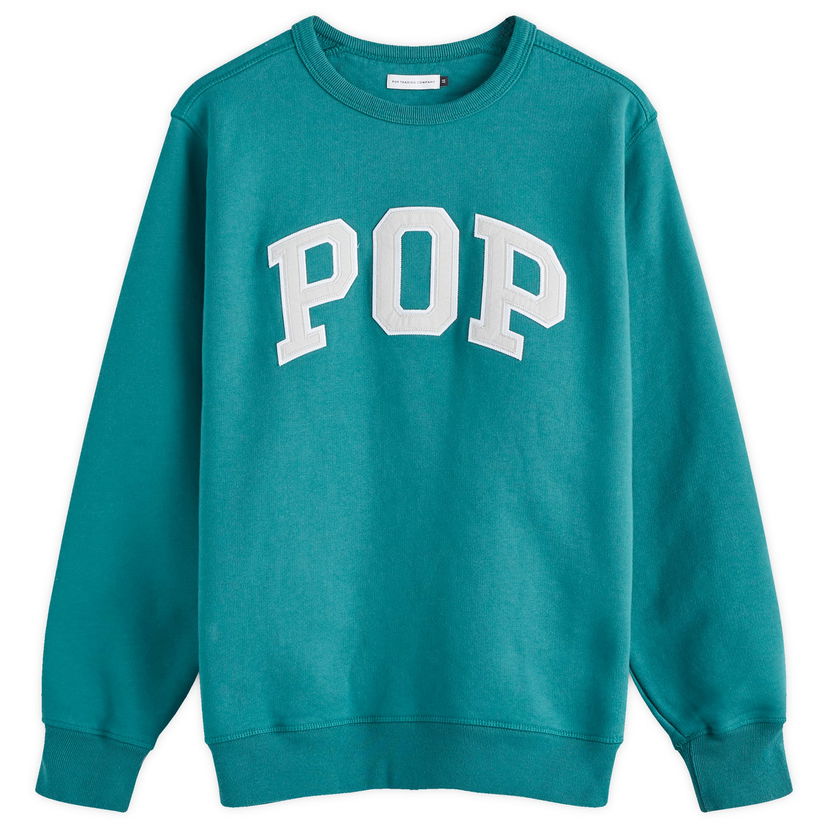 Huppari Pop Trading Company Arch Logo Crew Sweat Turkoosi | POPAW24-01-010
