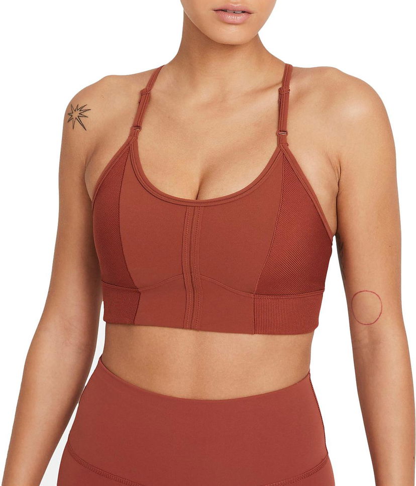 Rintaliivit Nike Nike Yoga Dri-FIT Indy Light-Support Padded Longline Sports Bra Ruskea | dd1183-670