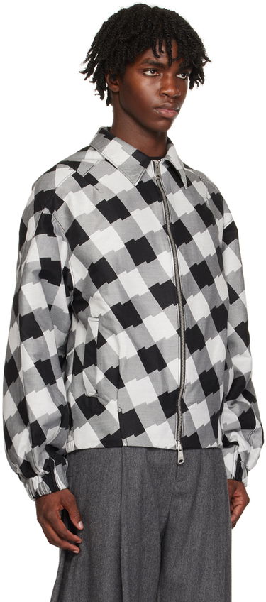 Bomber-takki ADER ERROR Check Print Zip-Up Jacket Musta | BMADFWJK1001WH, 4