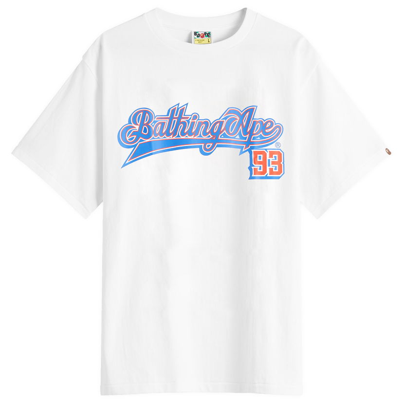 T-paita BAPE Bathing Ape Baseball Logo T-Shirt, Size Large Valkoinen | 001TEL301056M-WBK