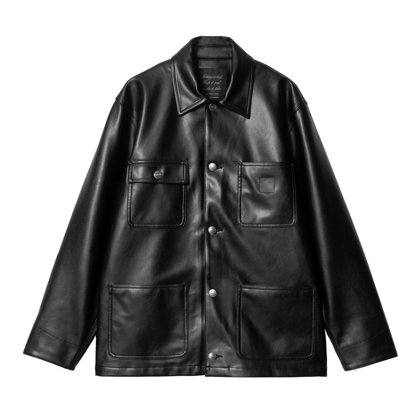 Takki Carhartt WIP Faux Leather Chore Jacket Musta | I034447_4