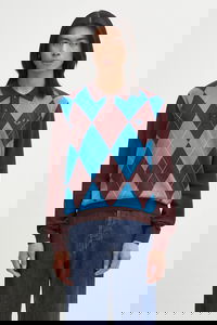 Fred Perry Argyle Knitted Long Sleeve Polo