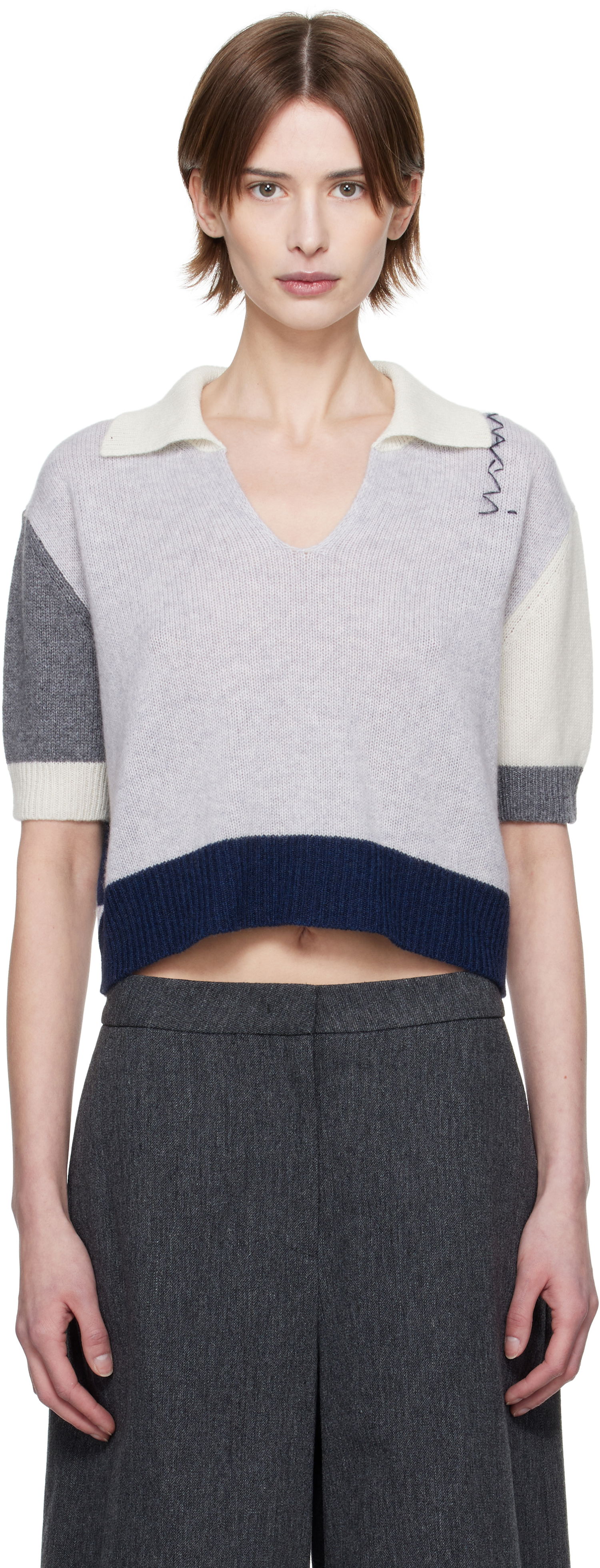Villapaita Marni Marni Cashmere Color-Block Polo Harmaa | CVMD0150EQ UFX385, 0
