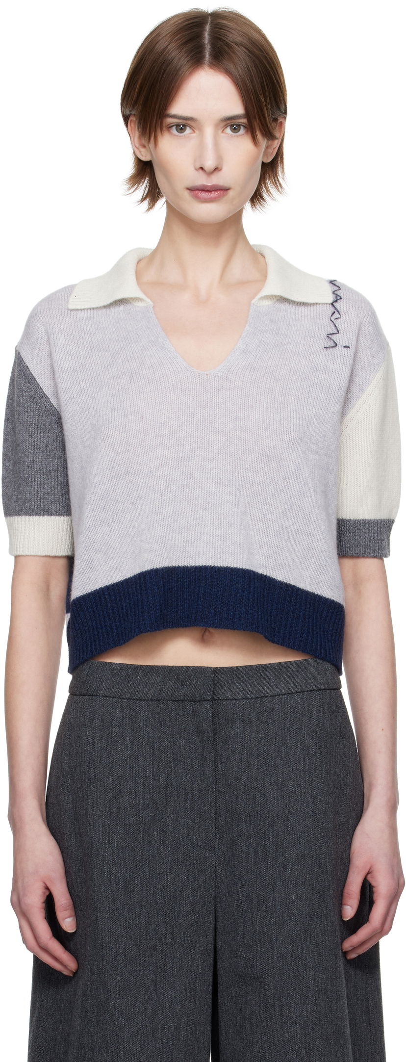 Villapaita Marni Marni Cashmere Color-Block Polo Harmaa | CVMD0150EQ UFX385