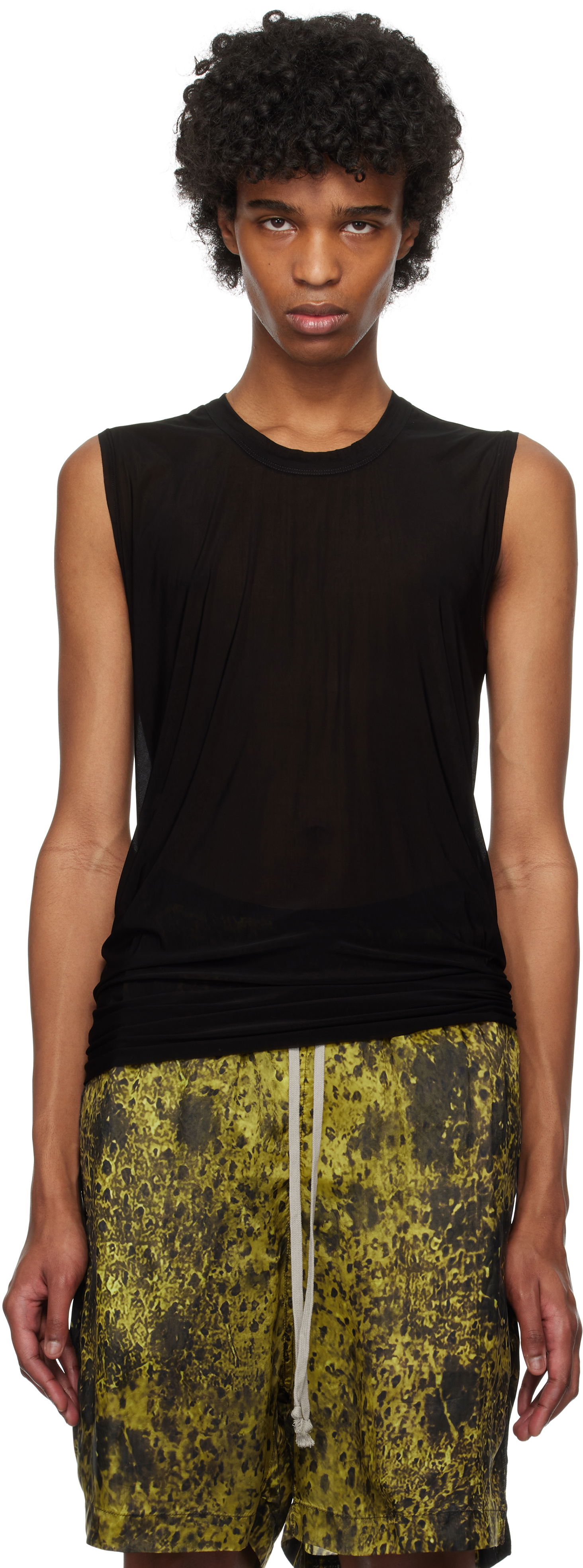 Tankkitoppi Rick Owens Rick Owens Hollywood Basic SL Tank Top Musta | RU01E5151 BZ, 0