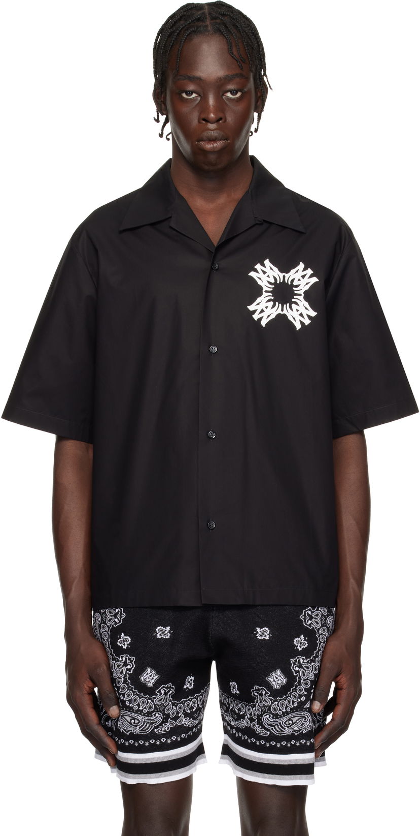 Paita AMIRI Quad Logo Print Bowling Shirt Musta | AMSTCA1075