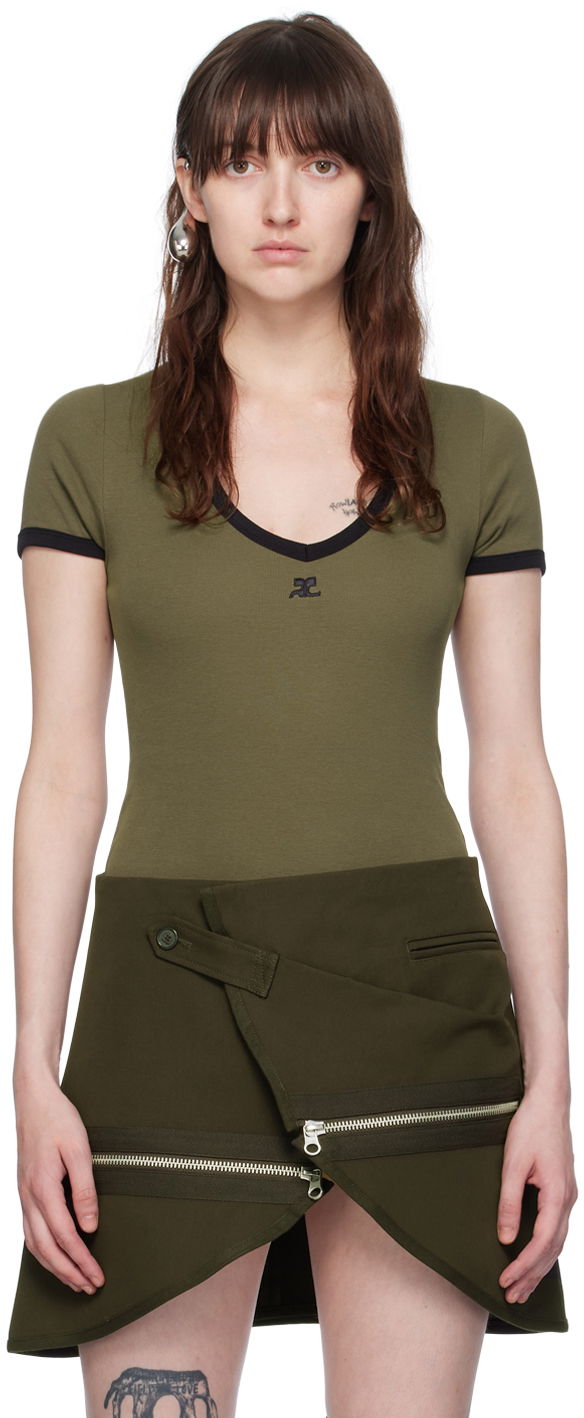 Body Courrèges Courrèges V-Neck Bodysuit Vihreä | 224JBD067JS0070