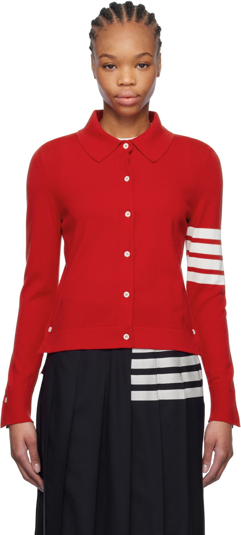 Villapaita Thom Browne Thom Browne Cotton 4-Bar Cardigan Punainen | FKL003A-Y3036
