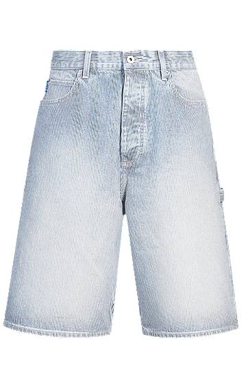 Shortsit BOSS Striped Denim Wide-Leg Shorts Sininen | 50534609